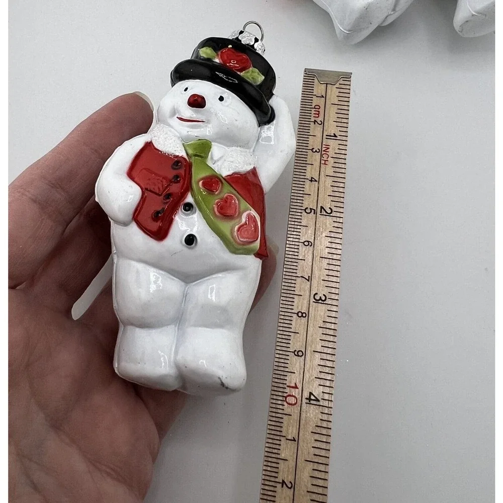 Vintage Home Decorative Frosty‎ The Snowman Glass Christmas Ornament - Lot of 3